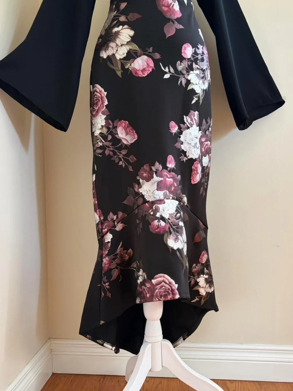 Vintage Y2K goth floral maxi dress romantic vamp black formal prom whimsygoth 8 - Picture 6 of 11